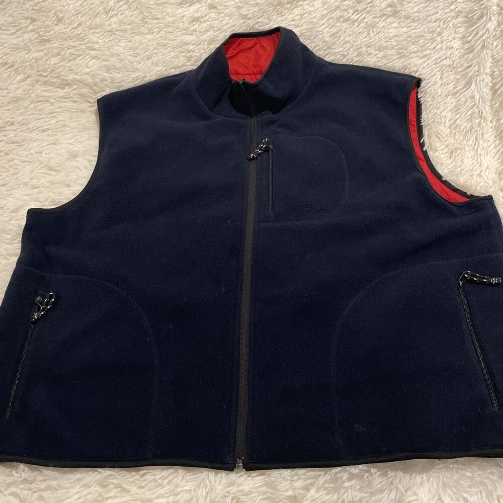 Free Country Outdoor Reversible Men’s Vest Navy Fleece/Red Nylon Size 2XL